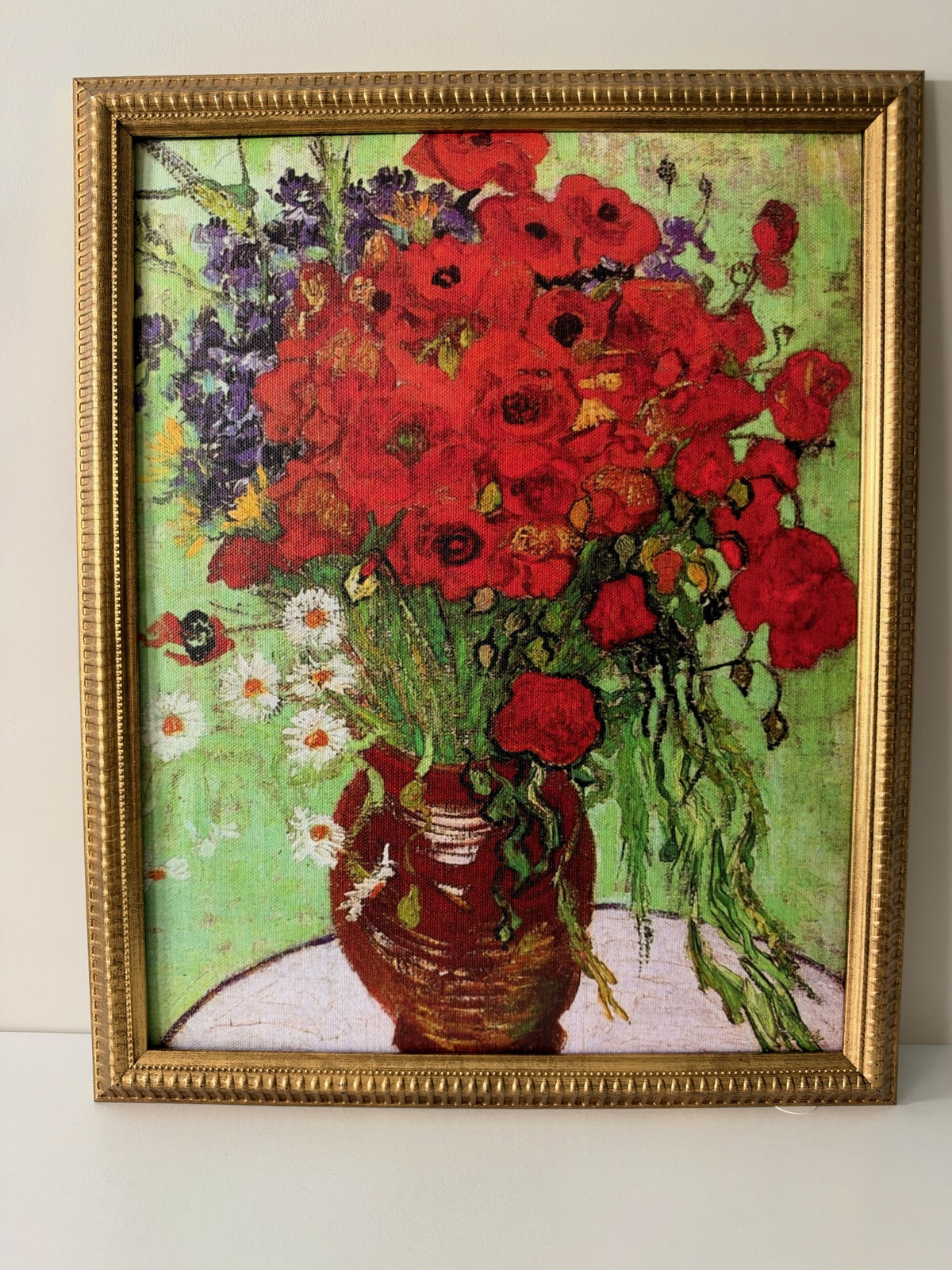 Vincent van Gogh — Vase with Daisies and Poppies Framed Print (11×14)