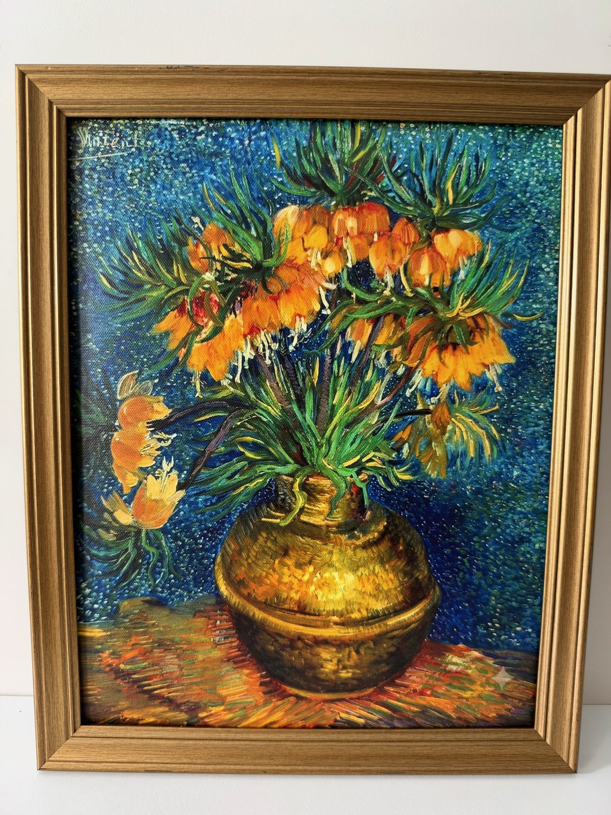 Vincent van Gogh — Imperial Fritillaries in a Copper Vase Framed Print (11×14)