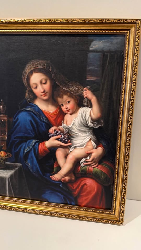 Madonna and Child with Grapes Framed Print (11×14)